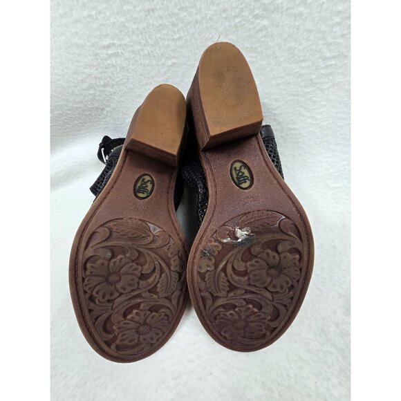 Sofft Milly Size 9M Black Leather Open Toe Perforated Block Heel Sandals Womens - Picture 7 of 7